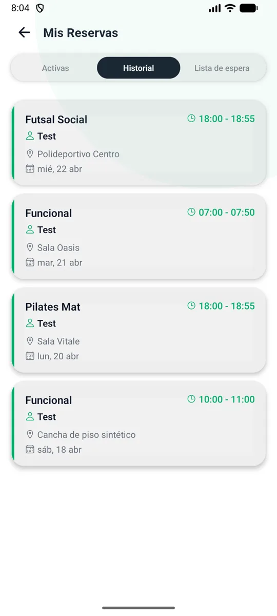 Segunda tela do app de sócio de um clube que roda no Gestio.